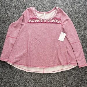 Free People Lacey Love Nautical Long Sleeve Top Pink/Red Stripes NWT Size XS